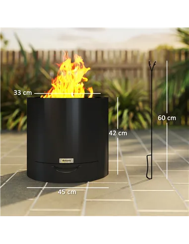 Outsunny Metal Wood-burning Fire Pit with Fire Poker - Black