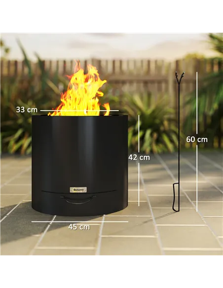 Outsunny Metal Wood-burning Fire Pit with Fire Poker - Black