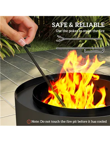 Outsunny Metal Wood-burning Fire Pit with Fire Poker - Black