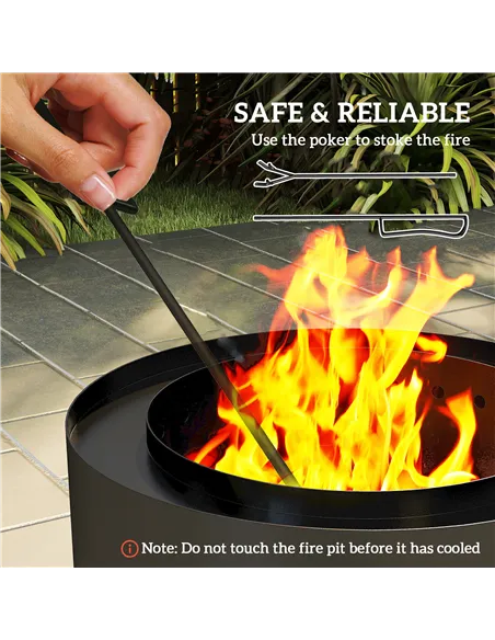 Outsunny Metal Wood-burning Fire Pit with Fire Poker - Black