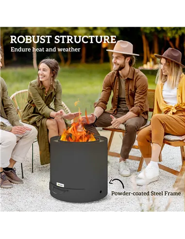 Outsunny Metal Wood-burning Fire Pit with Fire Poker - Black