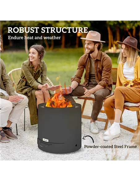 Outsunny Metal Wood-burning Fire Pit with Fire Poker - Black
