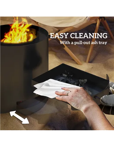 Outsunny Metal Wood-burning Fire Pit with Fire Poker - Black