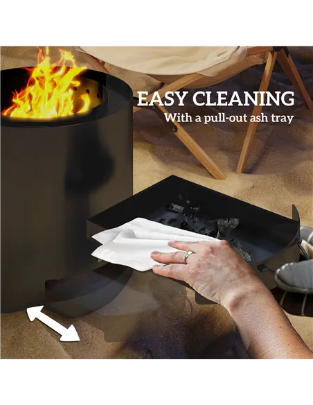 Outsunny Metal Wood-burning Fire Pit with Fire Poker - Black