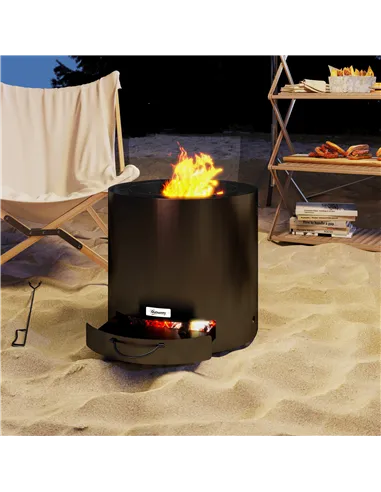 Outsunny Metal Wood-burning Fire Pit with Fire Poker - Black