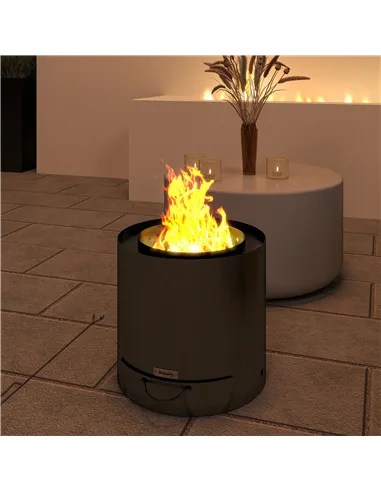 Outsunny Metal Wood-burning Fire Pit with Fire Poker - Black
