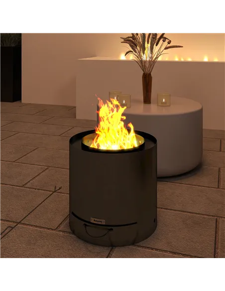 Outsunny Metal Wood-burning Fire Pit with Fire Poker - Black