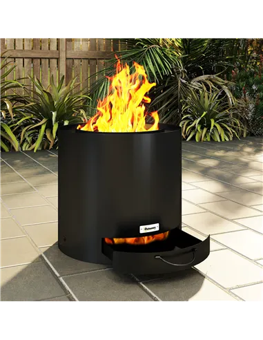 Outsunny Metal Wood-burning Fire Pit with Fire Poker - Black