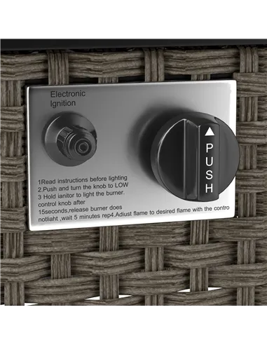 Outsunny Rattan Gas Fire Pit Table for Garden, 13 KW Smokeless Propane Fire Pit with Lid, Square Garden Coffee Table with Patio 