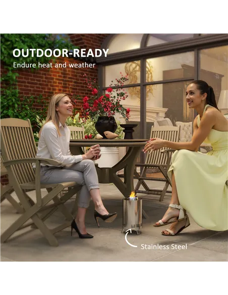 Outsunny Smokeless Fire Pit, 16 x 16 cm Stainless Steel Portable Wood Burning Firepit with Poker, Wood or Pellet Fuelled Tableto