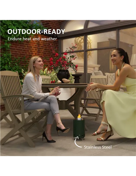Outsunny Smokeless Fire Pit, 16 x 16 cm Stainless Steel Portable Wood Burning Firepit with Poker, Wood or Pellet Fuelled Tableto