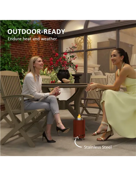 Outsunny Smokeless Fire Pit, 16 x 16 cm Stainless Steel Portable Wood Burning Firepit with Poker, Wood or Pellet Fuelled Tableto