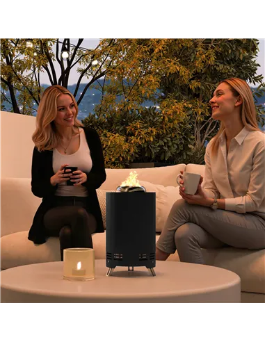 Outsunny Smokeless Fire Pit, 16 x 16 cm Stainless Steel Portable Wood Burning Firepit with Poker, Wood or Pellet Fuelled Tableto