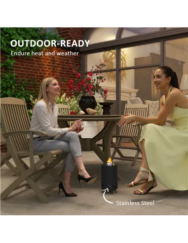 Outsunny Smokeless Fire Pit, 16 x 16 cm Stainless Steel Portable Wood Burning Firepit with Poker, Wood or Pellet Fuelled Tableto