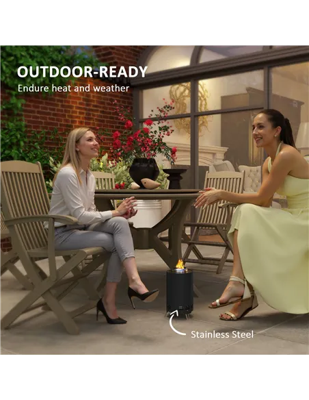 Outsunny Smokeless Fire Pit, 16 x 16 cm Stainless Steel Portable Wood Burning Firepit with Poker, Wood or Pellet Fuelled Tableto