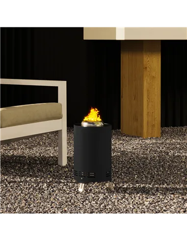 Outsunny Smokeless Fire Pit, 16 x 16 cm Stainless Steel Portable Wood Burning Firepit with Poker, Wood or Pellet Fuelled Tableto