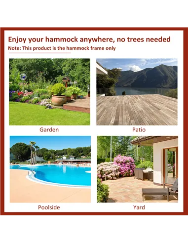 Outsunny 2.86m Universal Hammock Stand Metal Frame Garden Camping Picnic Outdoor Patio Replacement – Stand Only