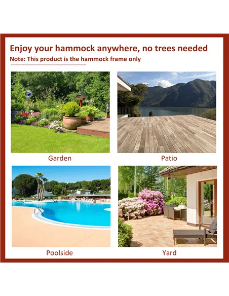 Outsunny 2.86m Universal Hammock Stand Metal Frame Garden Camping Picnic Outdoor Patio Replacement – Stand Only