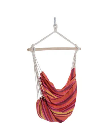 Outsunny Outdoor Hanging Rope Chair with Cotton Rope, Garden Hammock Chair with Wooden Support Bar Cotton Cloth, Portable Garden