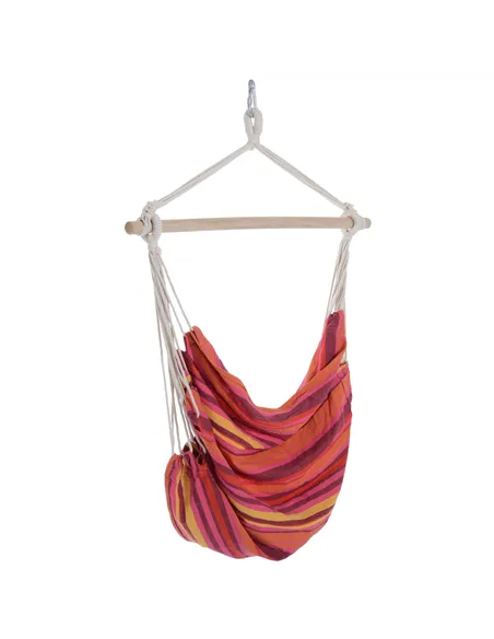 Outsunny Outdoor Hanging Rope Chair with Cotton Rope, Garden Hammock Chair with Wooden Support Bar Cotton Cloth, Portable Garden