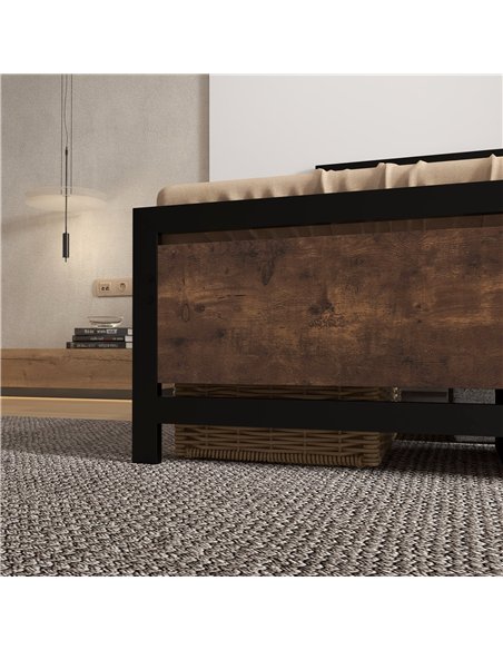 HOMCOM Single Size Metal Bed Frame with Headboard & Footboard, Strong Slat Support Solid Bedstead Base w/ Underbed Storage Space