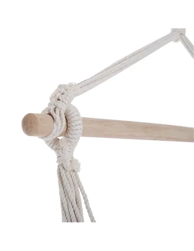 Outsunny Outdoor Hanging Rope Chair with Cotton Rope, Garden Hammock Chair with Wooden Support Bar Cotton Cloth, Portable Garden