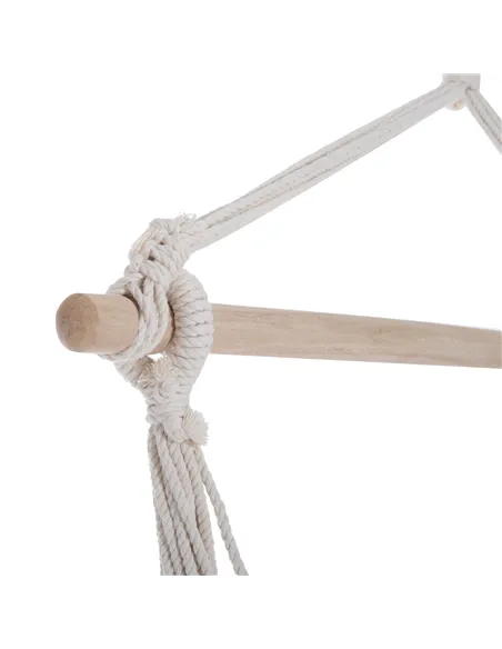 Outsunny Outdoor Hanging Rope Chair with Cotton Rope, Garden Hammock Chair with Wooden Support Bar Cotton Cloth, Portable Garden