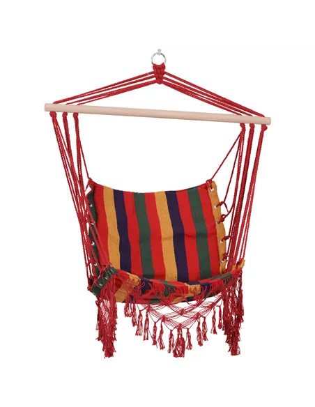 Outsunny Hammock Chair Swing Colourful Striped Tree Hanging Seat Porch Indoor Outdoor Fabric Garden Furniture