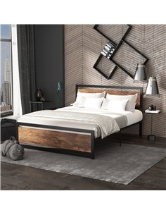 HOMCOM King Size Metal Bed Frame with Headboard & Footboard, Strong Slat Support Full Bed Frame w/ Underbed Storage Space, Bedro 2