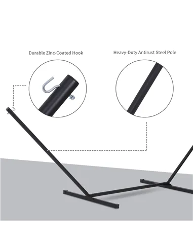 Outsunny 3.6m Extra-long Universal Hammock Stand Metal Frame Garden Camping Picnic Outdoor Patio Replacement – Stand Only