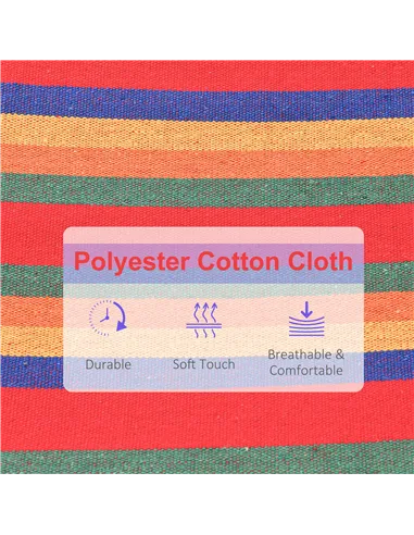 Outsunny Cotton Hammock Soft Portable Swing Sleeping w/ Headrest & Side Pocket Deluxe Swing Chair for Beach, Yard, Bedroom, Pati