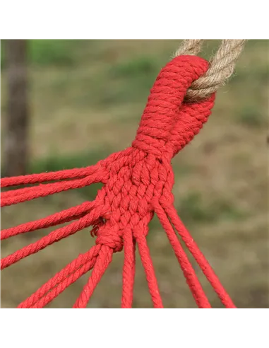 Outsunny Cotton Hammock Soft Portable Swing Sleeping w/ Headrest & Side Pocket Deluxe Swing Chair for Beach, Yard, Bedroom, Pati