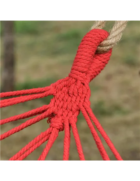 Outsunny Cotton Hammock Soft Portable Swing Sleeping w/ Headrest & Side Pocket Deluxe Swing Chair for Beach, Yard, Bedroom, Pati