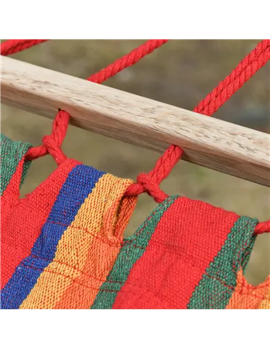 Outsunny Cotton Hammock Soft Portable Swing Sleeping w/ Headrest & Side Pocket Deluxe Swing Chair for Beach, Yard, Bedroom, Pati