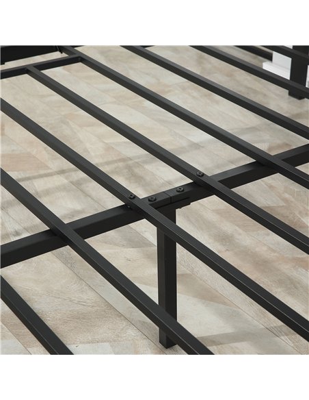 HOMCOM King Size Metal Bed Frame with Headboard & Footboard, Strong Slat Support Full Bed Frame w/ Underbed Storage Space, Bedro