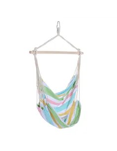 Outsunny Outdoor Hanging Rope Chair with Cotton Rope, Garden Hammock Chair with Wooden Support Bar Cotton Cloth, Portable Garden