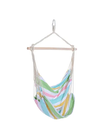 Outsunny Outdoor Hanging Rope Chair with Cotton Rope, Garden Hammock Chair with Wooden Support Bar Cotton Cloth, Portable Garden