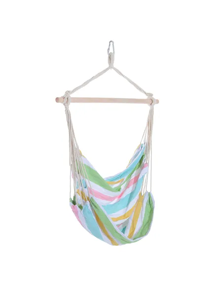 Outsunny Outdoor Hanging Rope Chair with Cotton Rope, Garden Hammock Chair with Wooden Support Bar Cotton Cloth, Portable Garden