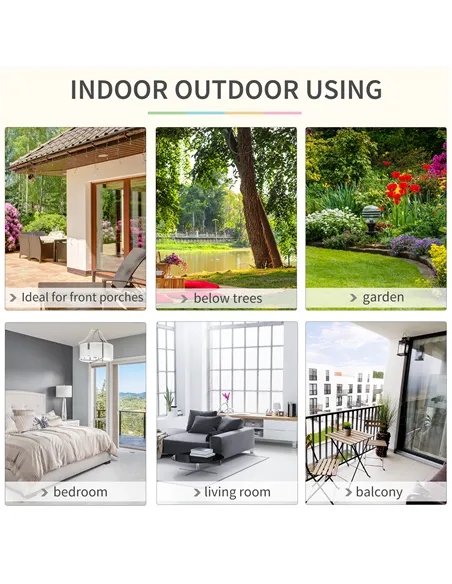 Outsunny Outdoor Hanging Rope Chair with Cotton Rope, Garden Hammock Chair with Wooden Support Bar Cotton Cloth, Portable Garden