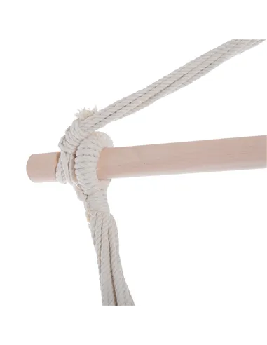 Outsunny Outdoor Hanging Rope Chair with Cotton Rope, Garden Hammock Chair with Wooden Support Bar Cotton Cloth, Portable Garden