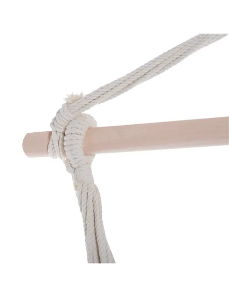 Outsunny Outdoor Hanging Rope Chair with Cotton Rope, Garden Hammock Chair with Wooden Support Bar Cotton Cloth, Portable Garden