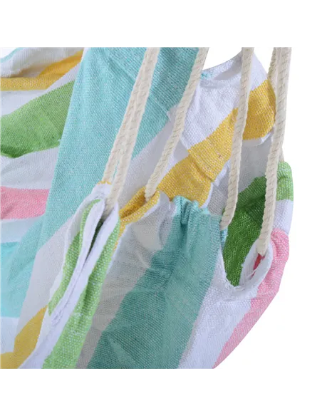 Outsunny Outdoor Hanging Rope Chair with Cotton Rope, Garden Hammock Chair with Wooden Support Bar Cotton Cloth, Portable Garden