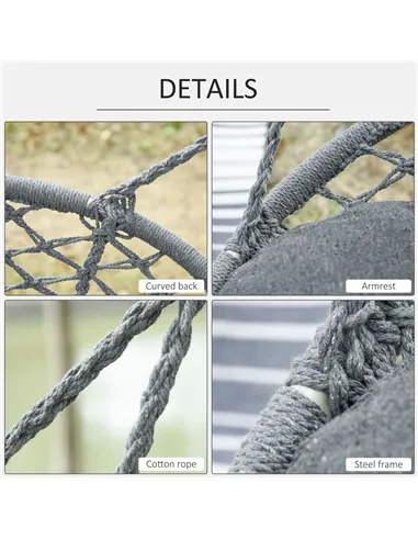 Outsunny Two-Seater Boho Macrame Hammock Swing - Grey