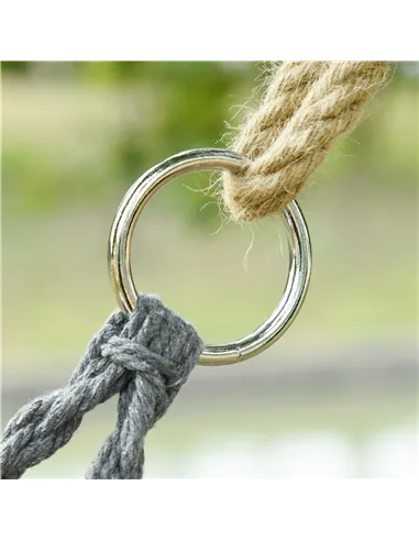 Outsunny Two-Seater Boho Macrame Hammock Swing - Grey