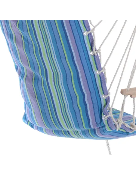 Outsunny Hanging Rope Chair with Soft Padded Seat & Backrest, Portable Garden Hammoc Chair with Wooden Support Bar, Armrests, Co