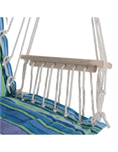 Outsunny Hanging Rope Chair with Soft Padded Seat & Backrest, Portable Garden Hammoc Chair with Wooden Support Bar, Armrests, Co