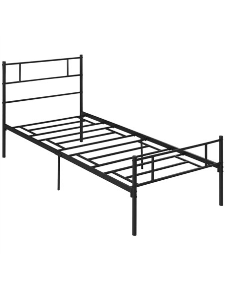HOMCOM Single Metal Bed Frame Solid Bedstead Base with Headboard and Footboard, Metal Slat Support and Underbed Storage Space, B