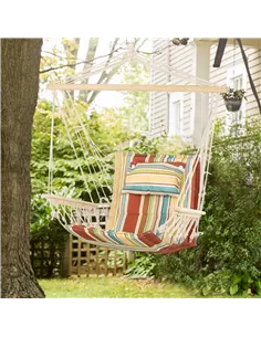 Outsunny Hanging Hammock Chair Swing Chair Thick Rope Frame Safe Wide Seat Indoor Outdoor Home, Patio, Yard, Garde Spot Stylish  2