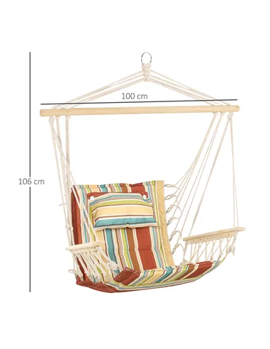 Outsunny Hanging Hammock Chair Swing Chair Thick Rope Frame Safe Wide Seat Indoor Outdoor Home, Patio, Yard, Garde Spot Stylish 