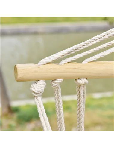 Outsunny Hanging Hammock Chair Swing Chair Thick Rope Frame Safe Wide Seat Indoor Outdoor Home, Patio, Yard, Garde Spot Stylish 